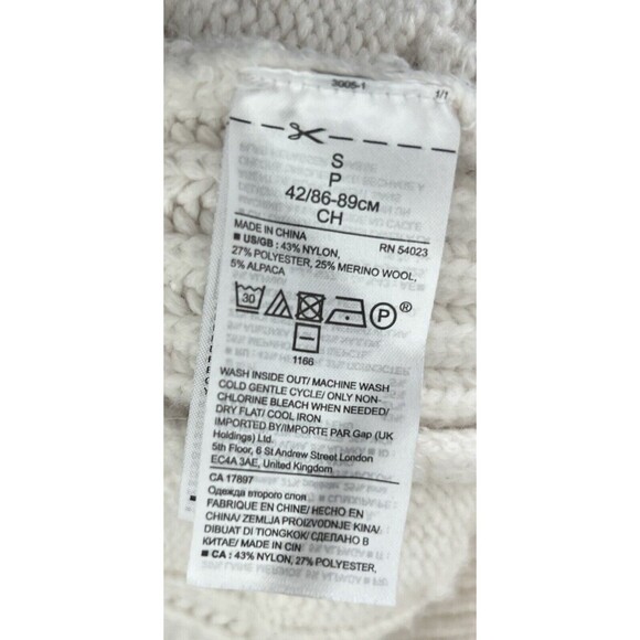 Banana Republic Wool Alpaca Chunky Cream Knit Turtleneck Sweater Oversized Small - Picture 8 of 8